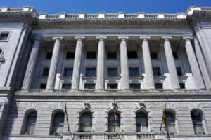 "Courthouse East (th Old Baltimore Post Office), Baltimore, USA. Courthouse East is located at North Calvert Street in the downtown of Baltimore. It is a part of the Baltimore City Circuit Courthouses which house the judges for the State of Maryland."